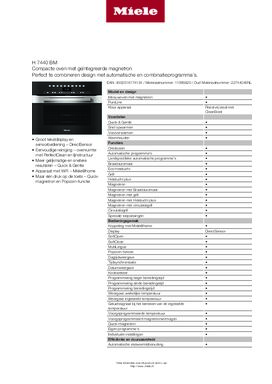 Product informatie MIELE oven inbouw H7440BM