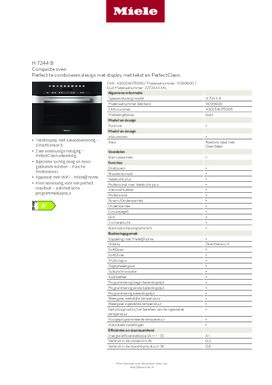 Product informatie MIELE oven inbouw rvs H7244 CLST