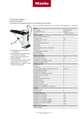 Product informatie MIELE strijkmachine FashionMaster B4826