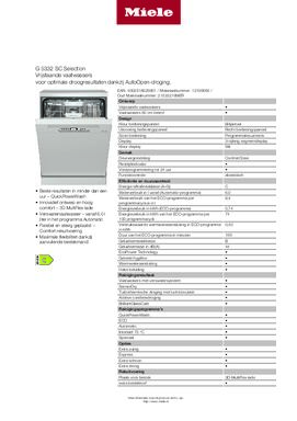 Product informatie MIELE vaatwasser G5332SC BRWS