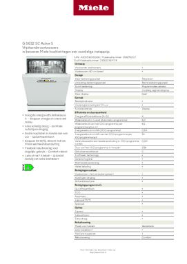 Product informatie MIELE vaatwasser G5632SC BRWS