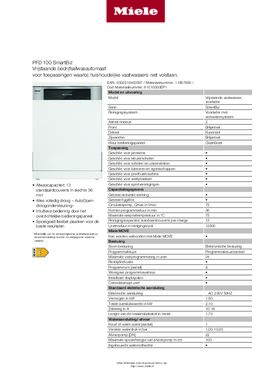 Product informatie MIELE vaatwasser PFD100
