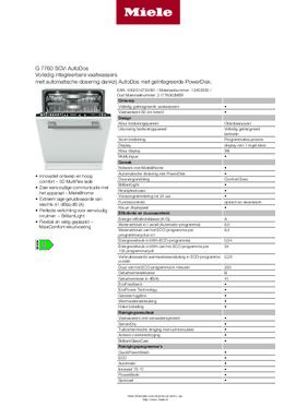 Product informatie MIELE vaatwasser inbouw G7760SCVI