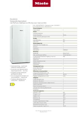 Product informatie MIELE vrieskast FN 4312 D WS