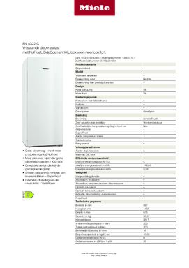 Product informatie MIELE vrieskast FN 4322 C WS