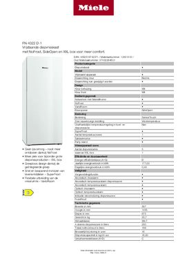 Product informatie MIELE vrieskast FN 4322 D WS  1
