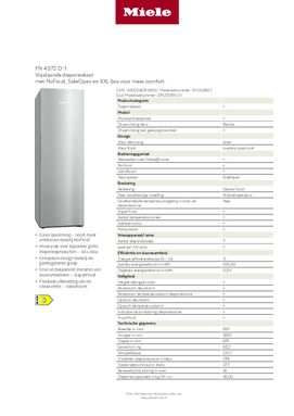 Product informatie MIELE vrieskast FN 4372 D EL  1