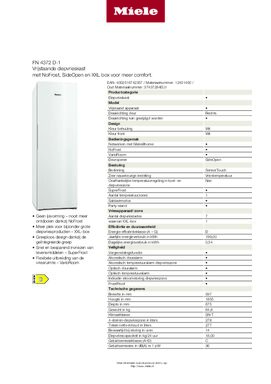 Product informatie MIELE vrieskast FN 4372 D WS  1