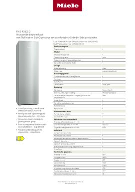 Product informatie MIELE vrieskast FNS 4382 D EL