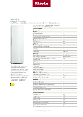 Product informatie MIELE vrieskast FNS 4382 D WS