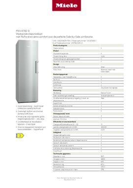 Product informatie MIELE vrieskast FNS 4782 D EDT CS