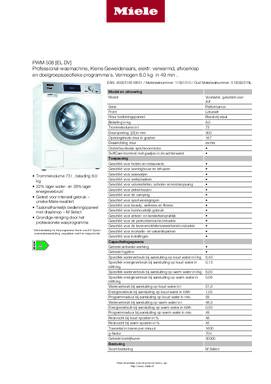 Product informatie MIELE wasmachine PWM508 DV NL LW