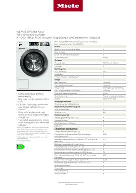 Product informatie MIELE wasmachine WEA135WPS