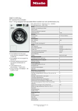 Product informatie MIELE wasmachine WEB115WPS
