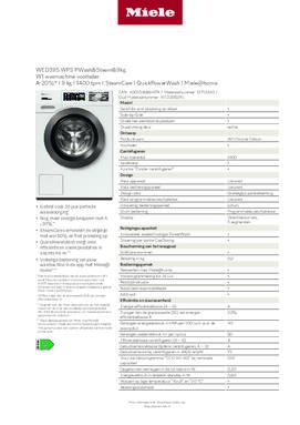 Product informatie MIELE wasmachine WED395WPS