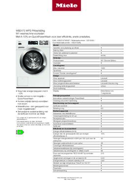Product informatie MIELE wasmachine WEE475WPS