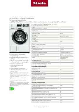 Product informatie MIELE wasmachine WEG895WPS