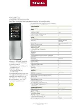 Product informatie MIELE wijnkoelkast KWNS 4784 DE EDT CS