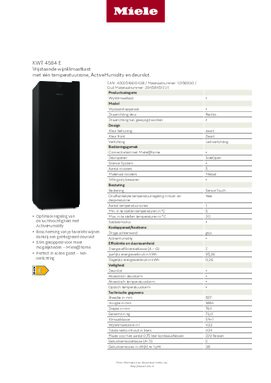 Product informatie MIELE wijnkoelkast KWT 4584 E SW
