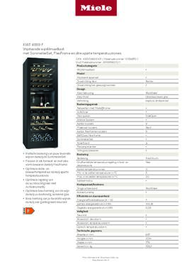 Product informatie MIELE wijnkoelkast KWT 4999 F OBSW