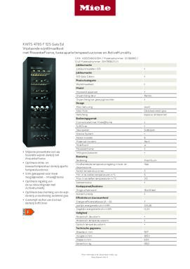 Product informatie MIELE wijnkoelkast KWTS 4785 F OBSW 125 GALA ED