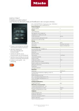 Product informatie MIELE wijnkoelkast onderbouw KWTUS 7054 F OBSW