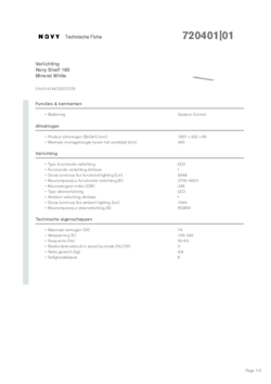 Product informatie NOVY keuken verlichting SHELF MINERAL WHITE 185CM