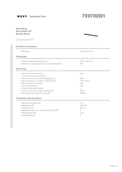 Product informatie NOVY keuken verlichting Shelf Mineral Black 275cm