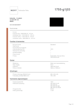Product informatie NOVY kookplaat inductie mat zwart 1755 G1
