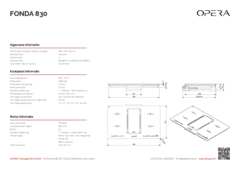 Product informatie OPERA inductie kookplaat met afzuiging inbouw DFO83B240 Fonda 830