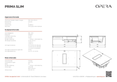 Product informatie OPERA inductie kookplaat met afzuiging inbouw DPS78B10 PRIMA SLIM 780