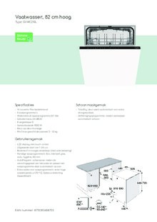 Product informatie PELGRIM vaatwasser inbouw GVWC210L