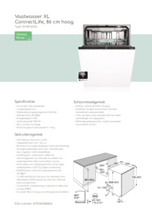 Product informatie PELGRIM vaatwasser verhoogd inbouw GVWC361XL