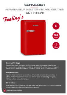 Product informatie SCHNEIDER koelkast rood SCTT115VR