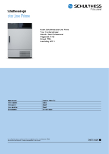 Product informatie SCHULTHESS droger condens STARLINE PRIME TC