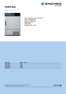 Product informatie SCHULTHESS droger condens TOPLINE PRIME CONDENSDROGER