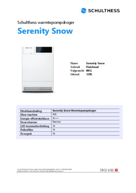 Product informatie SCHULTHESS droger warmtepomp SERENITY SNOW WIT