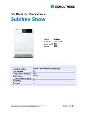 Product informatie SCHULTHESS droger warmtepomp SUBLIME SNOW WIT