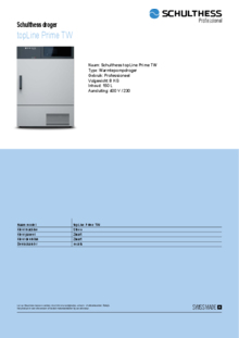 Product informatie SCHULTHESS droger warmtepomp TOPLINE PRIME WARMTEPOMP