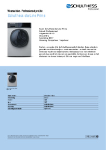 Product informatie SCHULTHESS wasmachine STARLINE PRIME KLEPAFVOER 230V