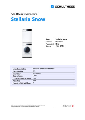 Product informatie SCHULTHESS wasmachine STELLARIA SNOW