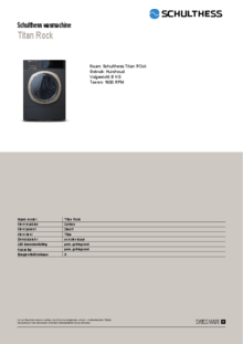 Product informatie SCHULTHESS wasmachine TITAN ROCK