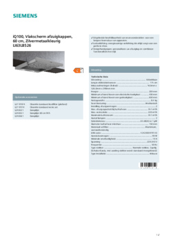 Product informatie SIEMENS afzuigkap vlakscherm LI63LB526