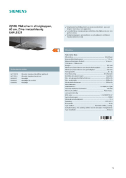 Product informatie SIEMENS afzuigkap vlakscherm LI64LB521