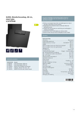 Product informatie SIEMENS afzuigkap wand zwart LC67KFN60
