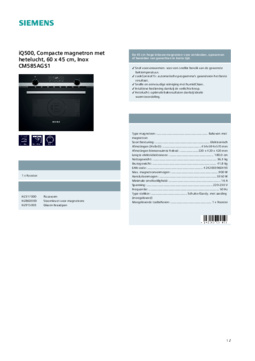 Product informatie SIEMENS combi magnetron inbouw CM585AGS1