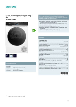 Product informatie SIEMENS droger warmtepomp WQ46B2CENL