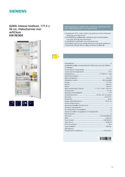 Product informatie SIEMENS koelkast inbouw KI81REDD0
