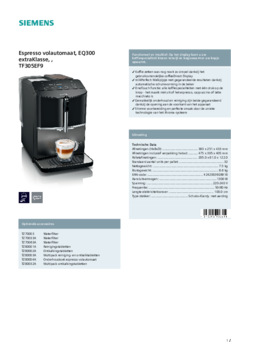 Product informatie SIEMENS koffiemachine TF305EF9