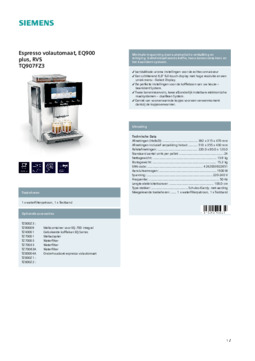 Product informatie SIEMENS koffiemachine TQ907FZ3